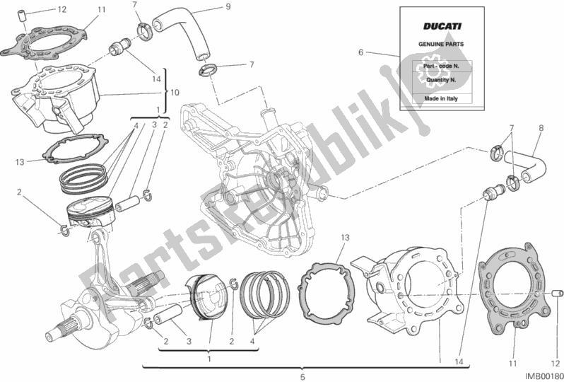 Tutte le parti per il Cilindro - Pistone del Ducati Multistrada 1200 ABS Brasil 2015